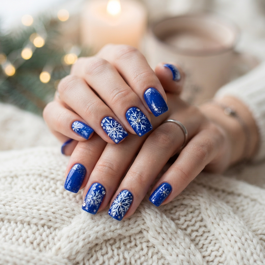 Royal Blue Winter Nails Ideas

