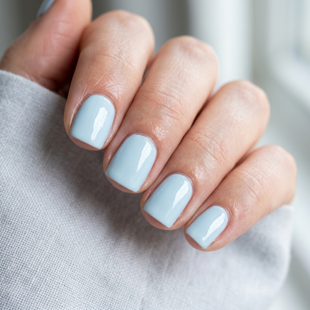 30 Short Natural Nails Ideas to Inspire Your Next Manicure 27 Icy Blue Short Nail Idea