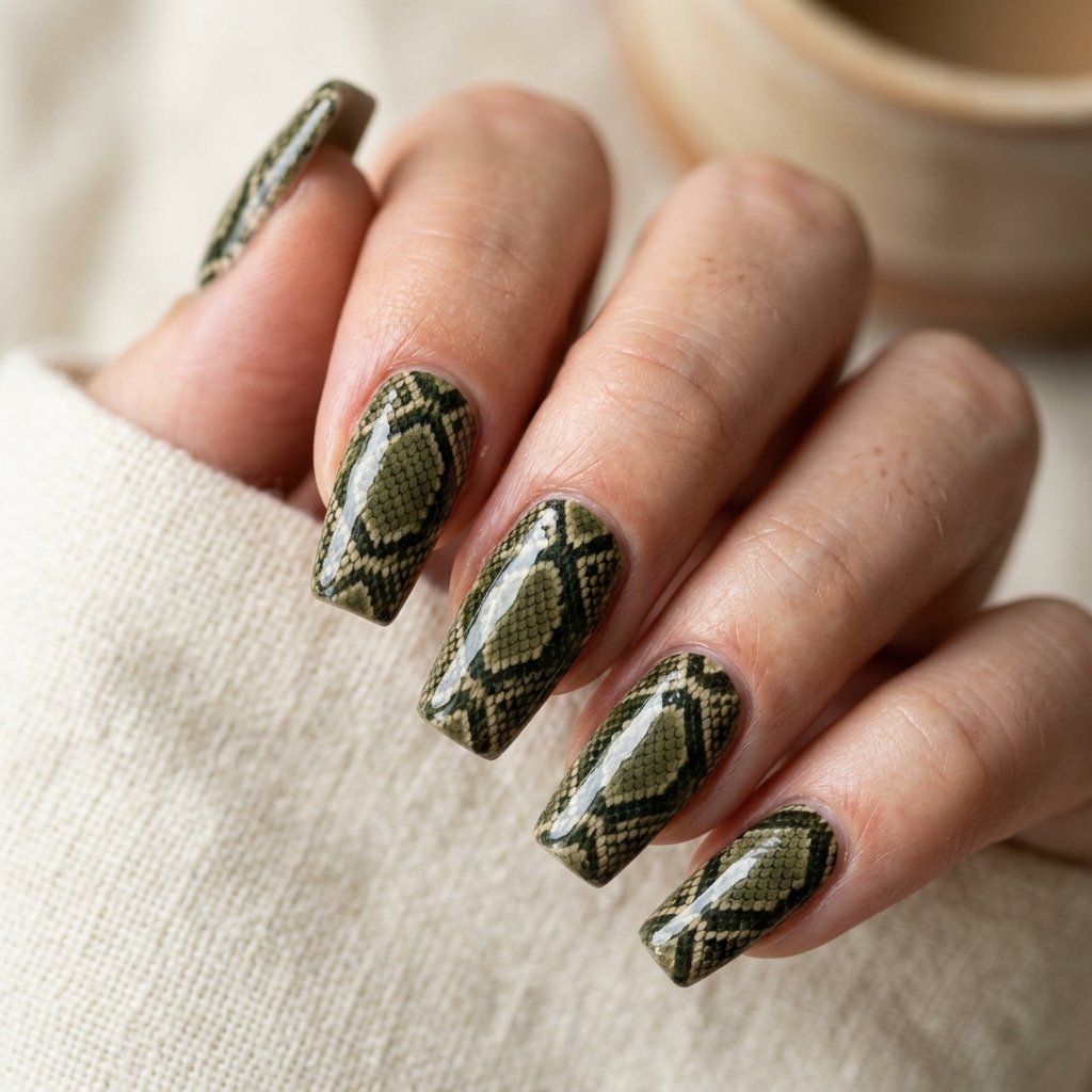 Tapered Square Nails Ideas: 30 Fresh Looks to Try Next 9 Tapered Square Snake Print Nails Ideas