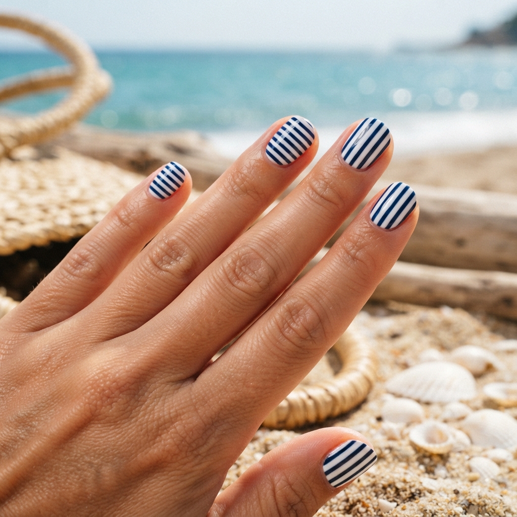 30 Short Summer Nails Ideas That Will Make You Fall in Love With Your Hands Again 15 Striped Pattern Nail Ideas