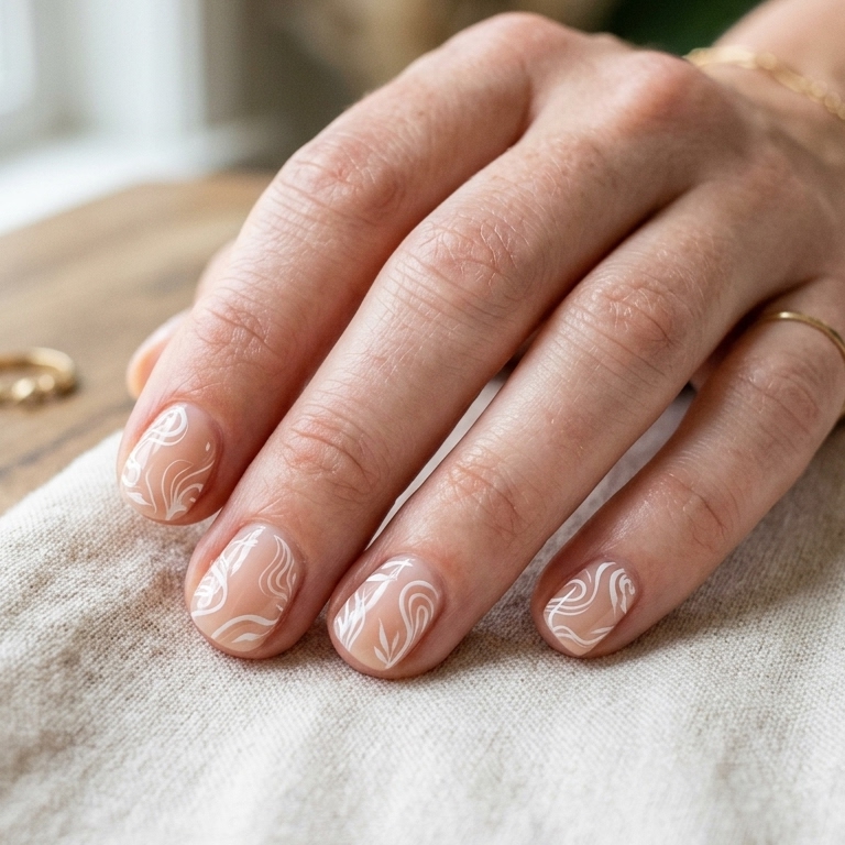 30 Short Natural Nails Ideas to Inspire Your Next Manicure 25 Delicate Swirl Nail Idea