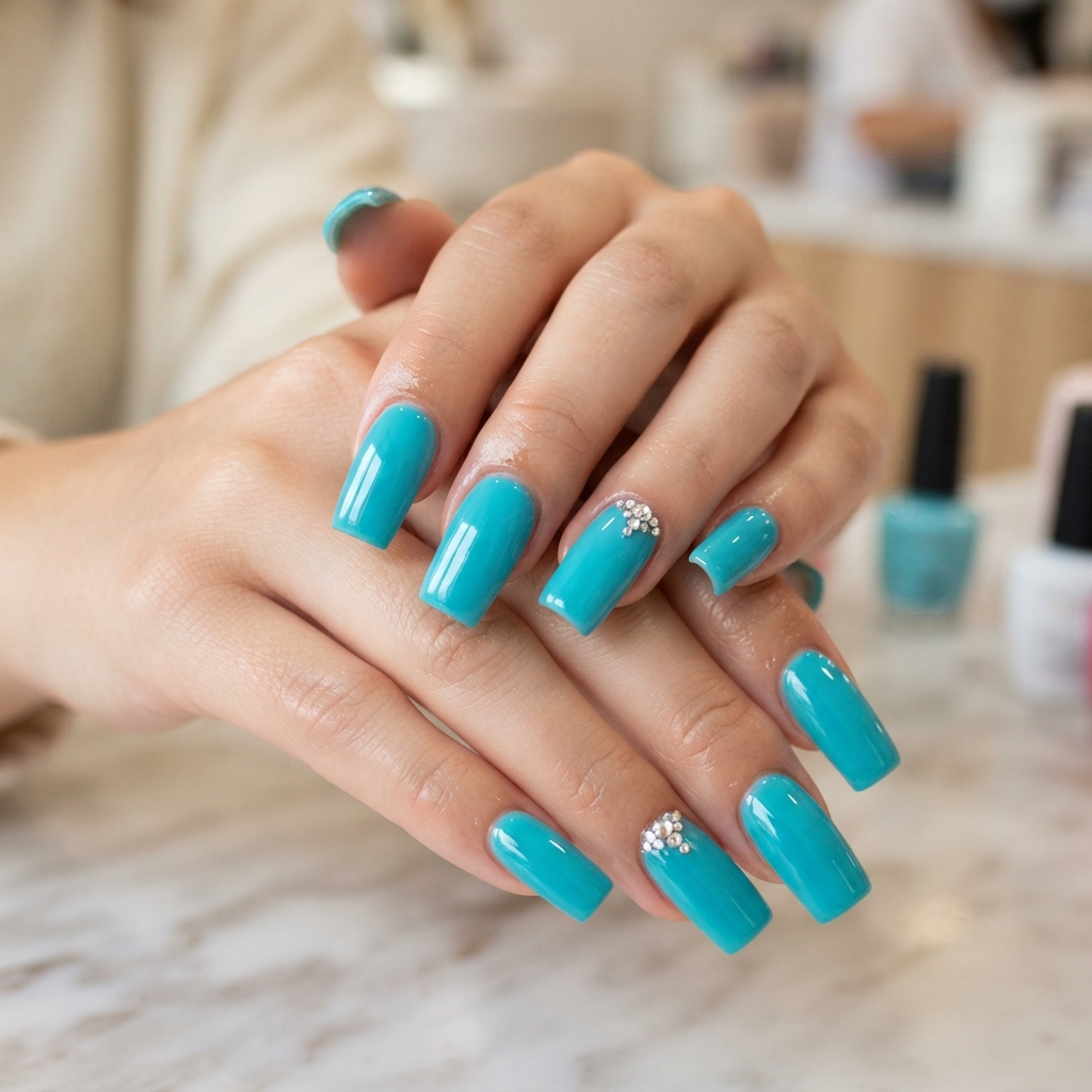 30 Turquoise Nails Ideas That Will Instantly Brighten Your Look 16 Turquoise Acrylic Nails Ideas