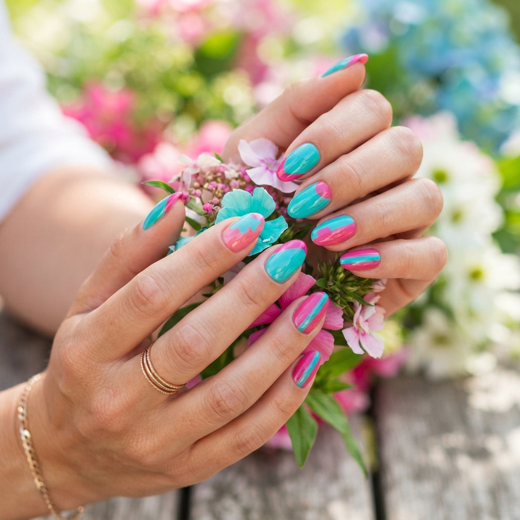 30 Turquoise Nails Ideas That Will Instantly Brighten Your Look 30 Turquoise and Pink Nails Ideas