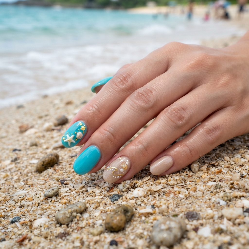 30 Turquoise Nails Ideas That Will Instantly Brighten Your Look 19 Turquoise Beach Nails Ideas
