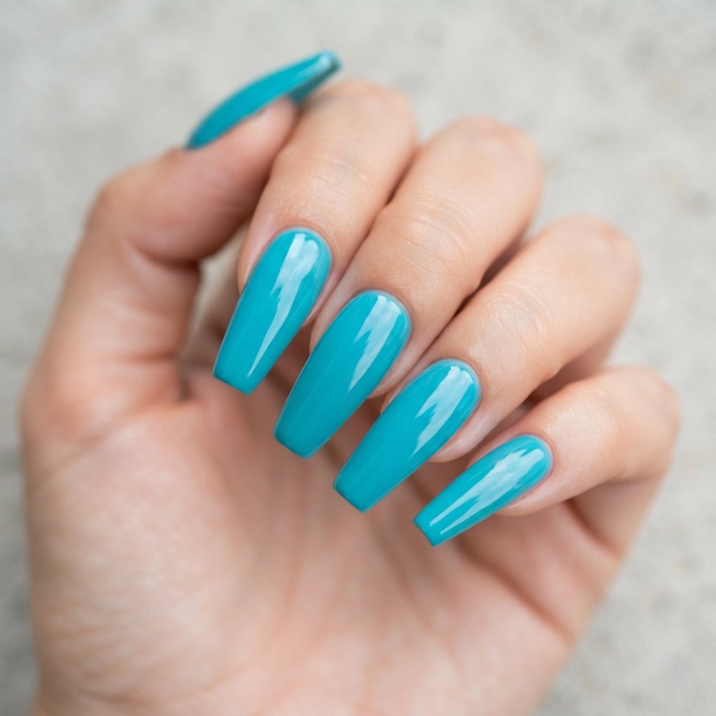 30 Turquoise Nails Ideas That Will Instantly Brighten Your Look 7 Turquoise Coffin Nails Ideas