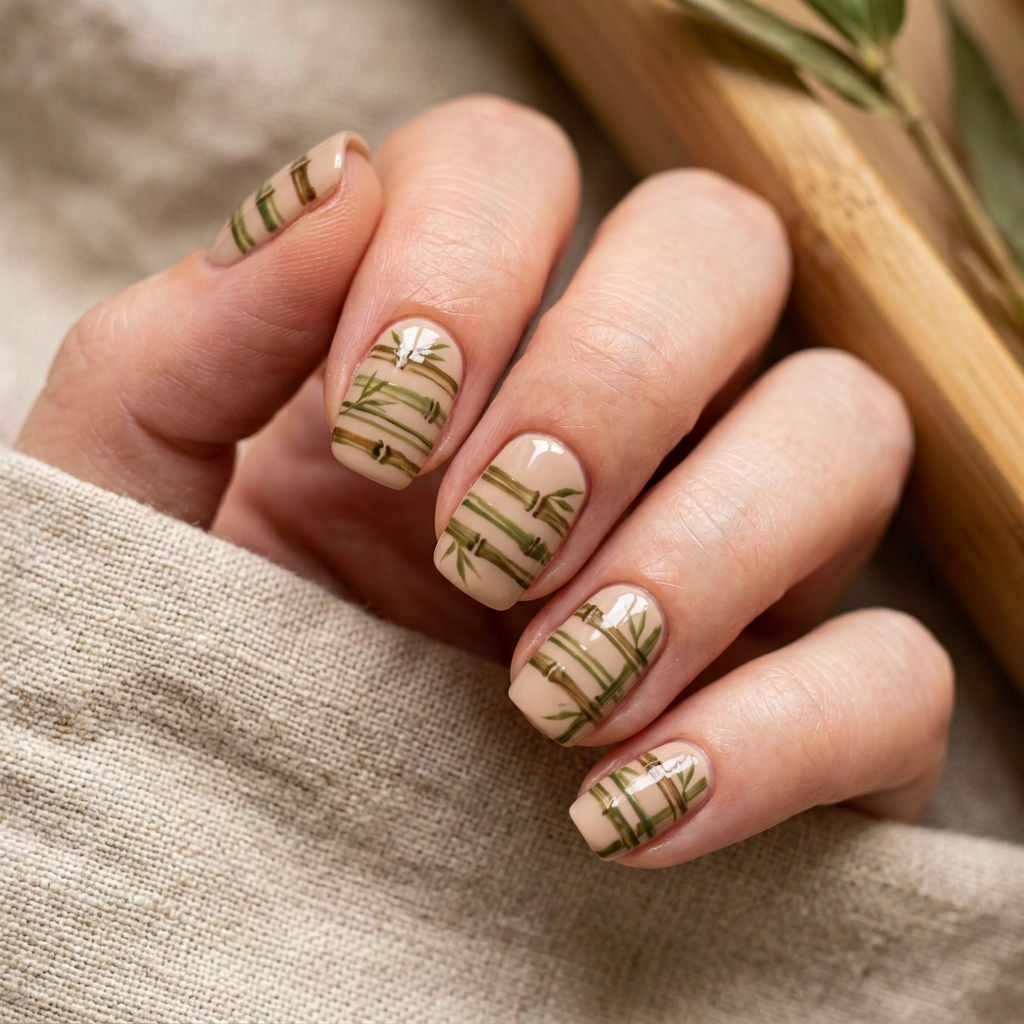 30 Tropical Vacation Nails Ideas: Your Ultimate Inspiration Guide 16 Bamboo Stripe Nail Ideas