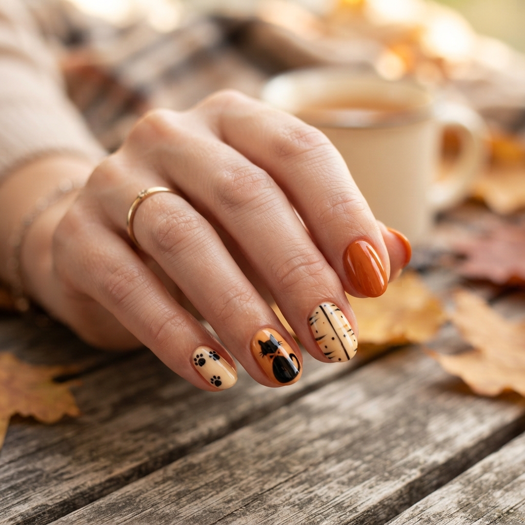 30 Cute Halloween Nails Ideas: Spooky, Fun & Adorable Nail Designs 4 Black Cat Nail Ideas