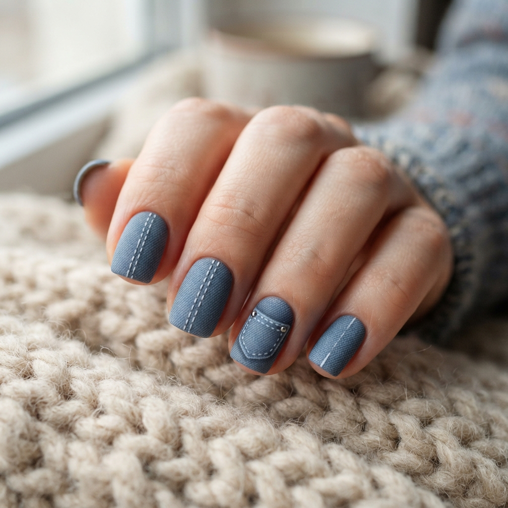 30 Blue Christmas Nails Ideas: to Try This Holiday Season 17 Denim Blue Christmas Nails