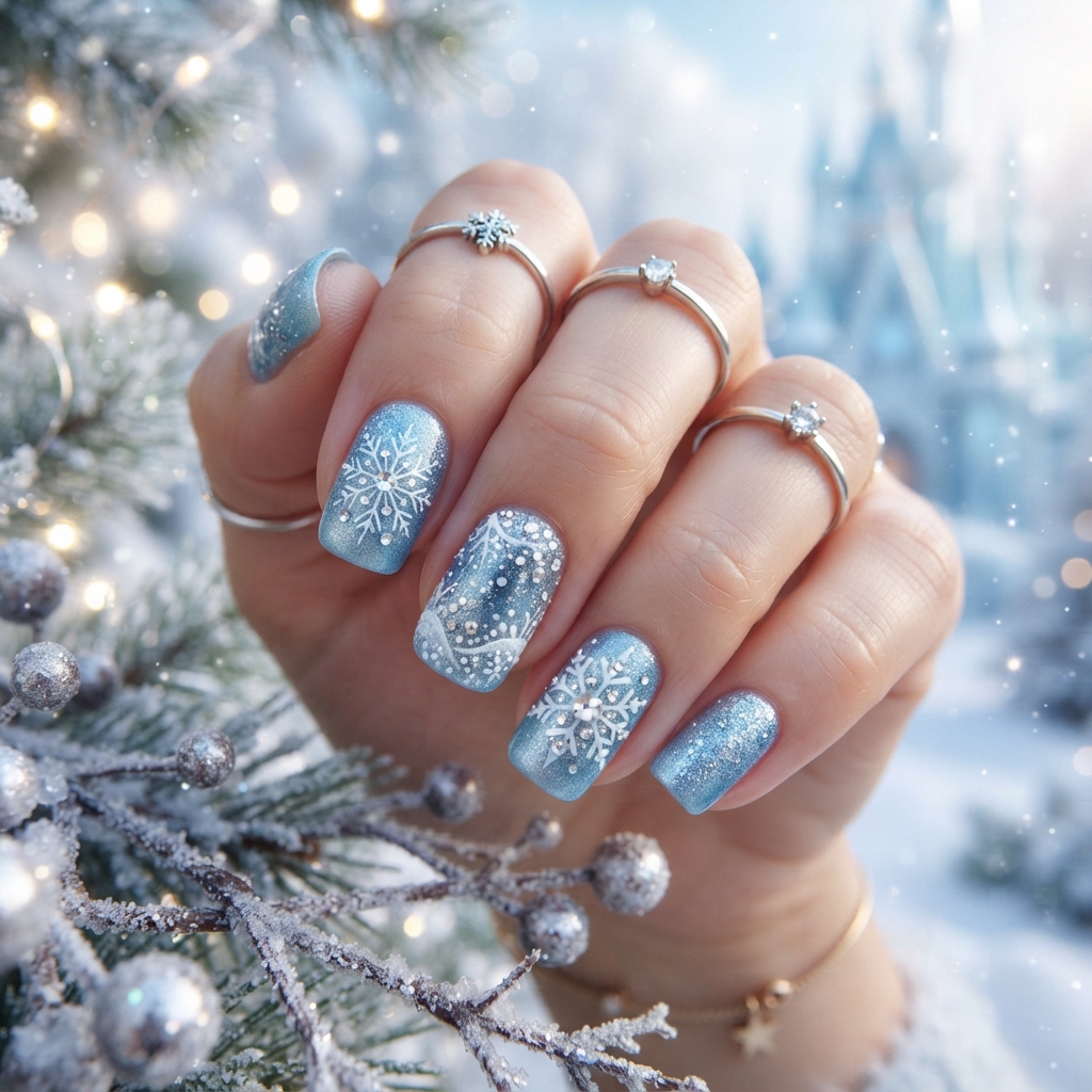 30 Blue Christmas Nails Ideas: to Try This Holiday Season 29 Frozen Inspired Blue Nail Ideas