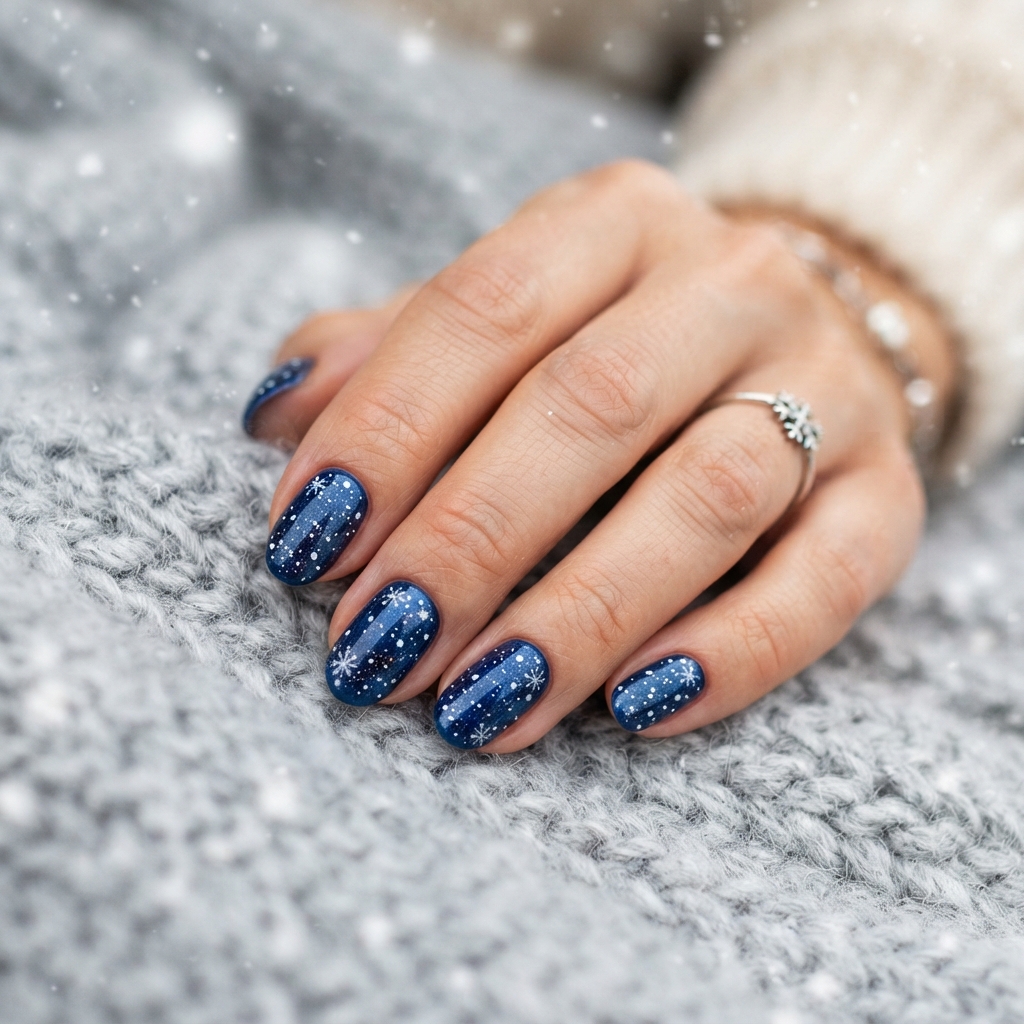 30 Blue Christmas Nails Ideas: to Try This Holiday Season 25 Snowstorm Blue Christmas Nails