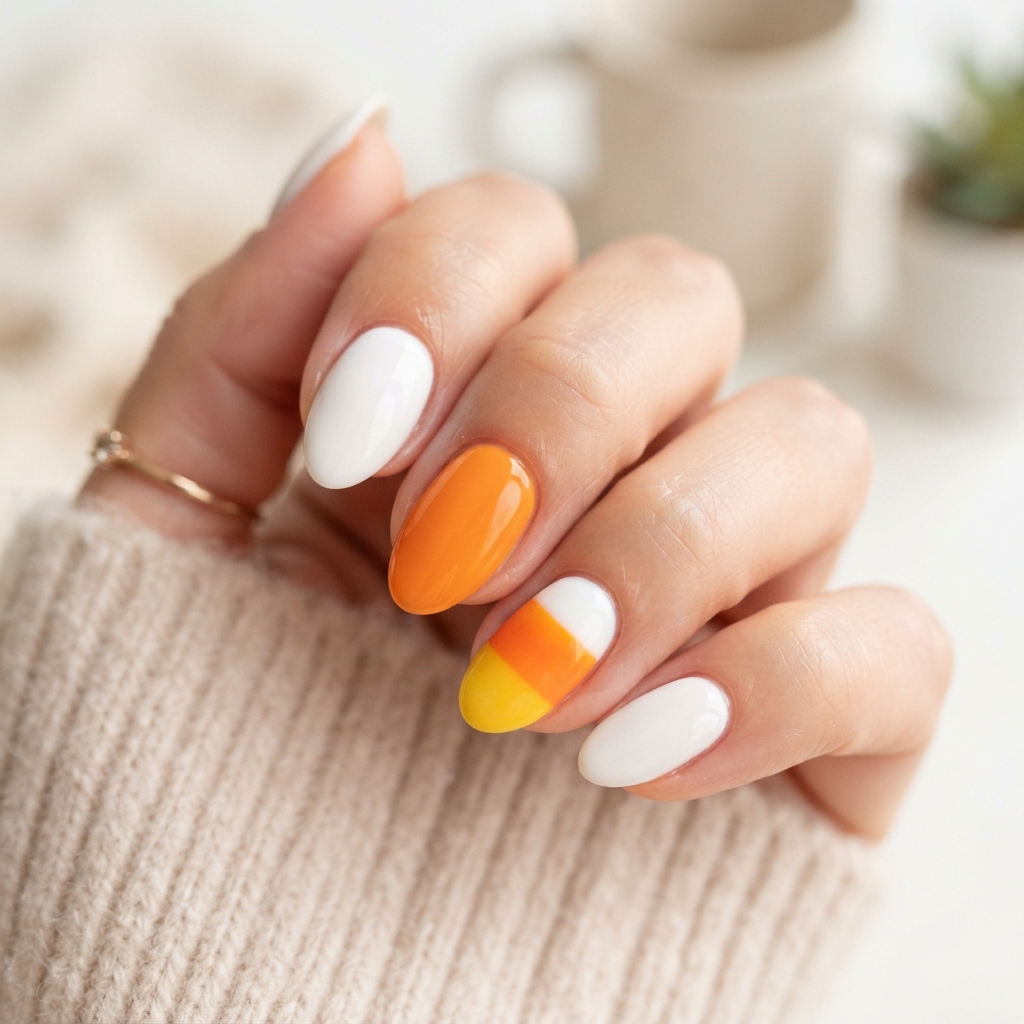 30 Cute Halloween Nails Ideas: Spooky, Fun & Adorable Nail Designs 8 Candy Corn Nail Ideas