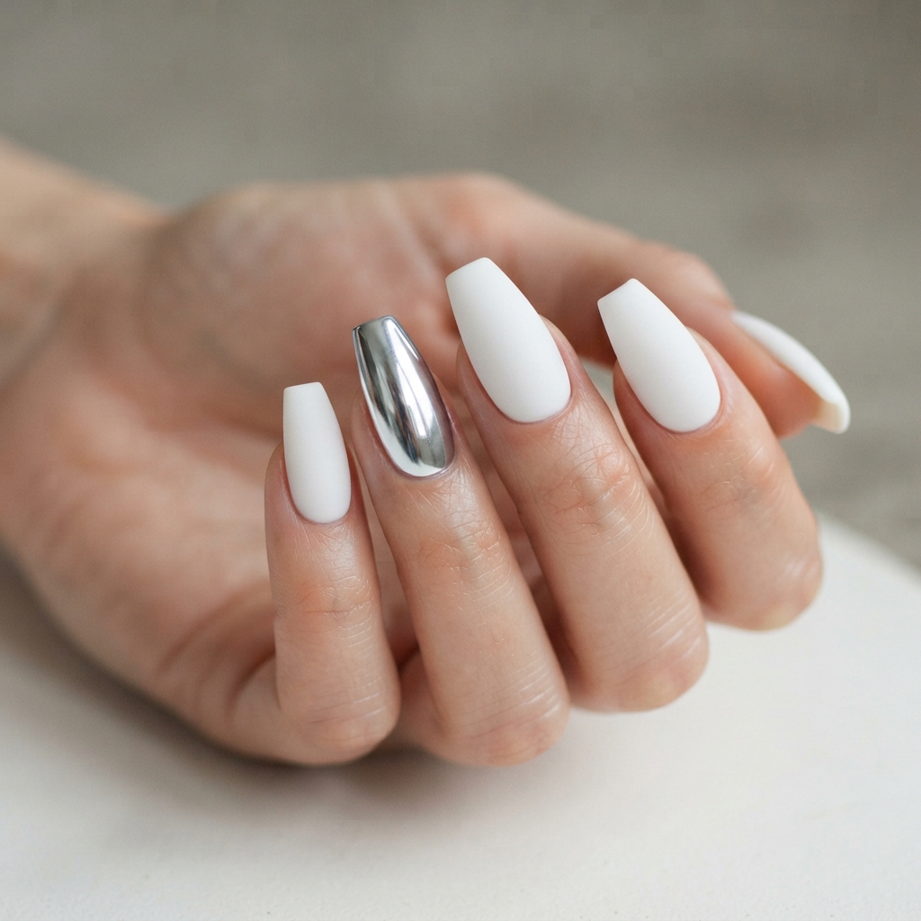 Cute Acrylic Nails Ideas: 30 Creative Looks to Inspire Your Next Manicure 5 Chrome Accent Nail Ideas