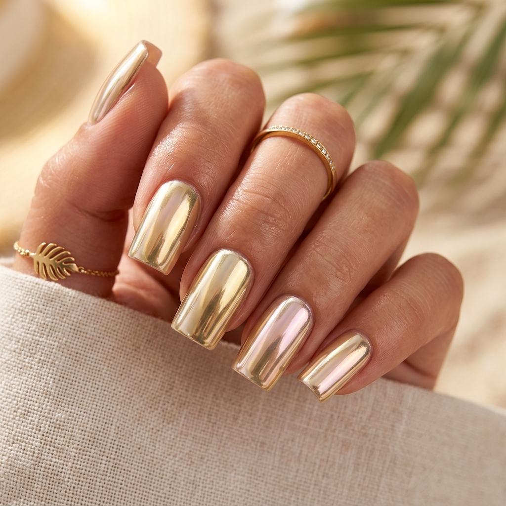30 Tropical Vacation Nails Ideas: Your Ultimate Inspiration Guide 31 Vacation Glow Chrome Nail Ideas
