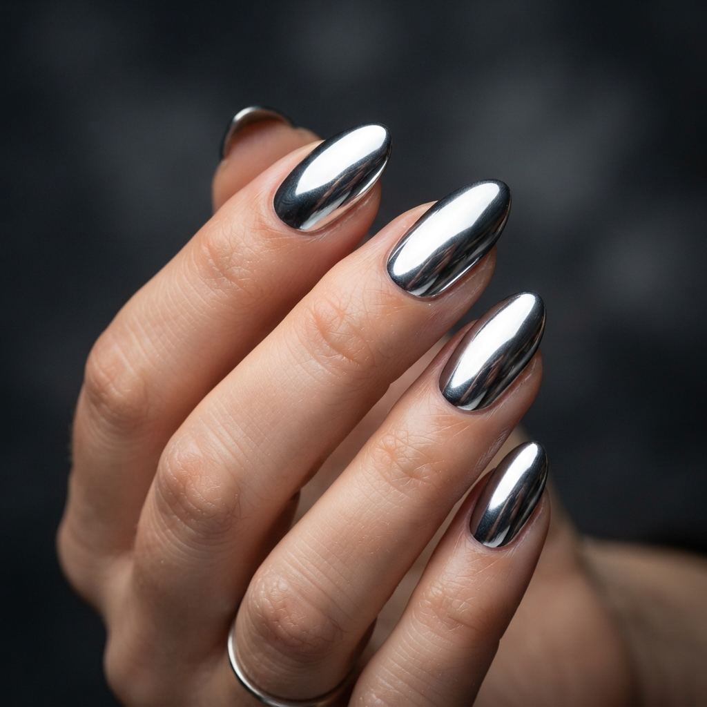 June Nails Ideas: 30 Fresh Looks to Try This Summer 19 Chrome Silver June Nails Idea