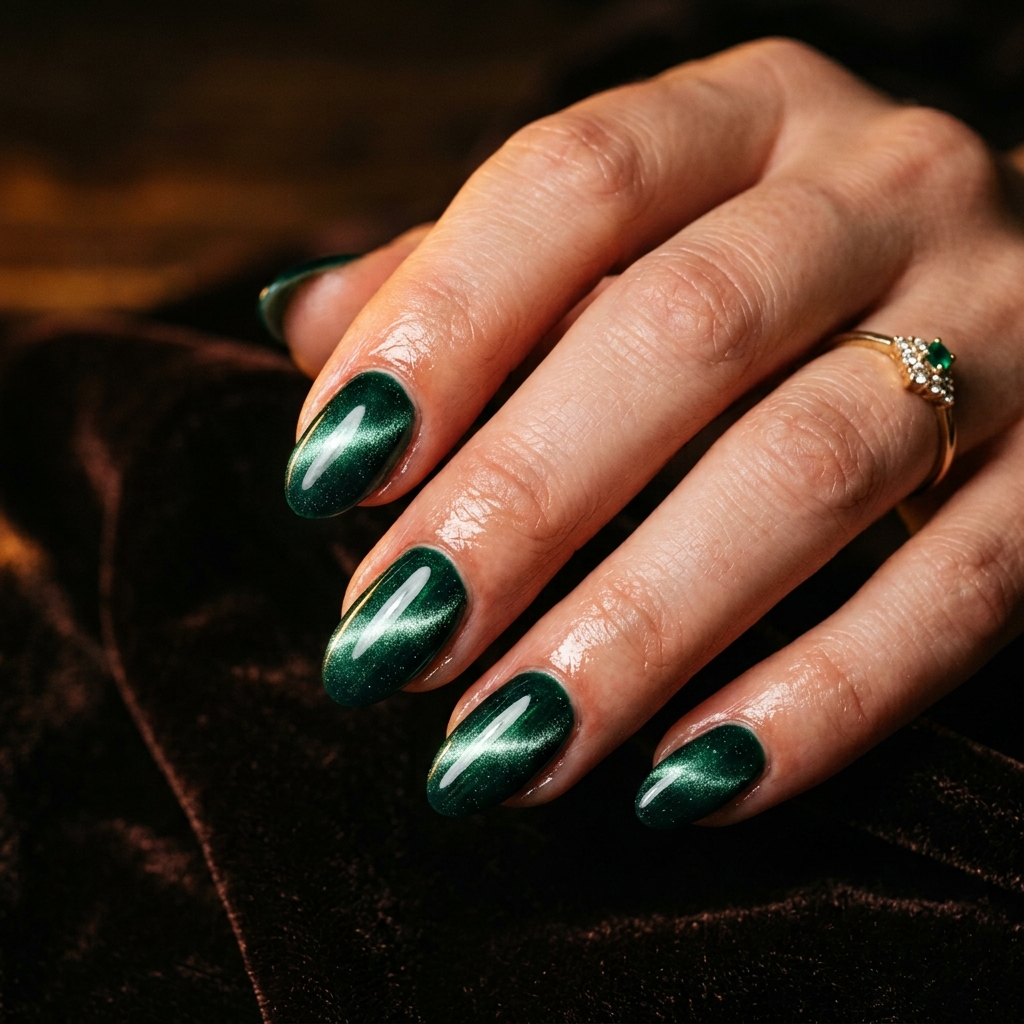 Cat Eye Short Almond Acrylic Nails Ideas