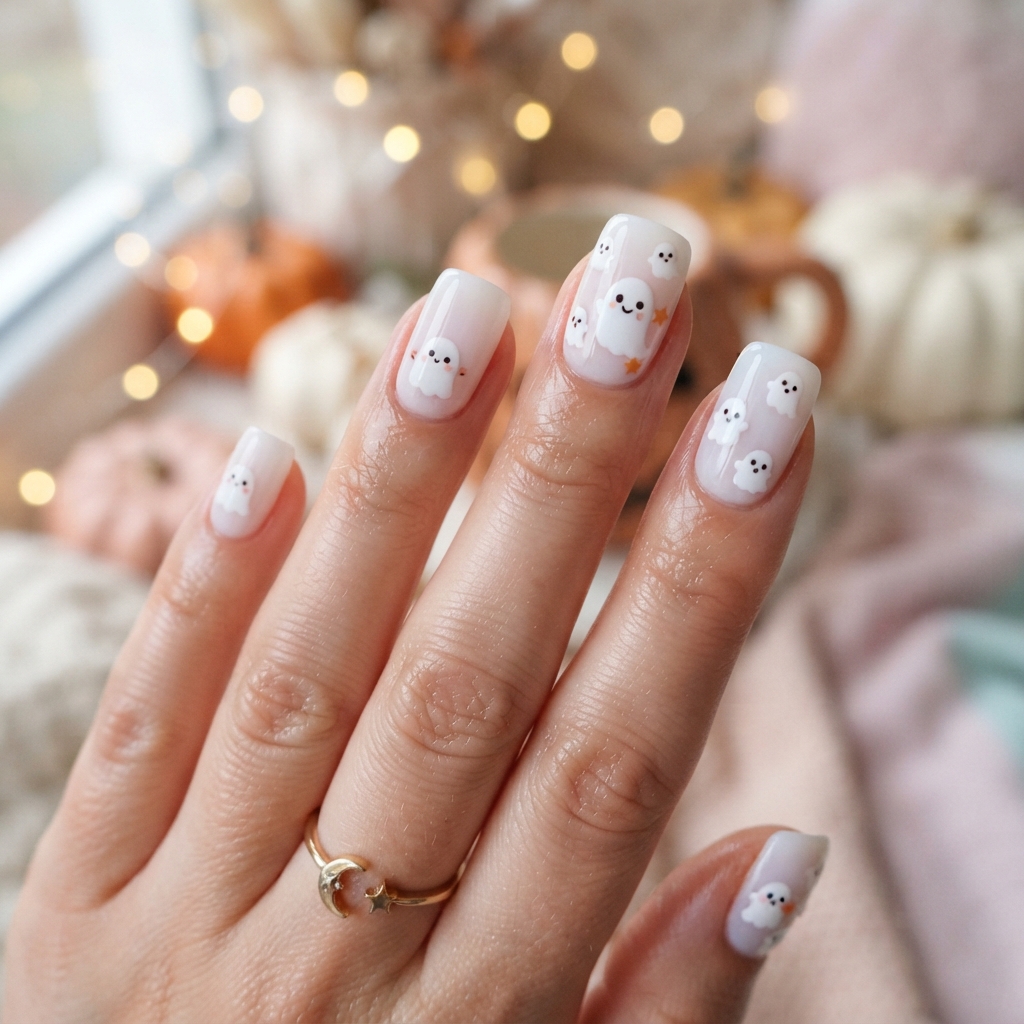 30 Simple Halloween Nails Ideas: Cute & Easy Spooky Nail Designs 4 Cute Ghost Simple Halloween Nails
