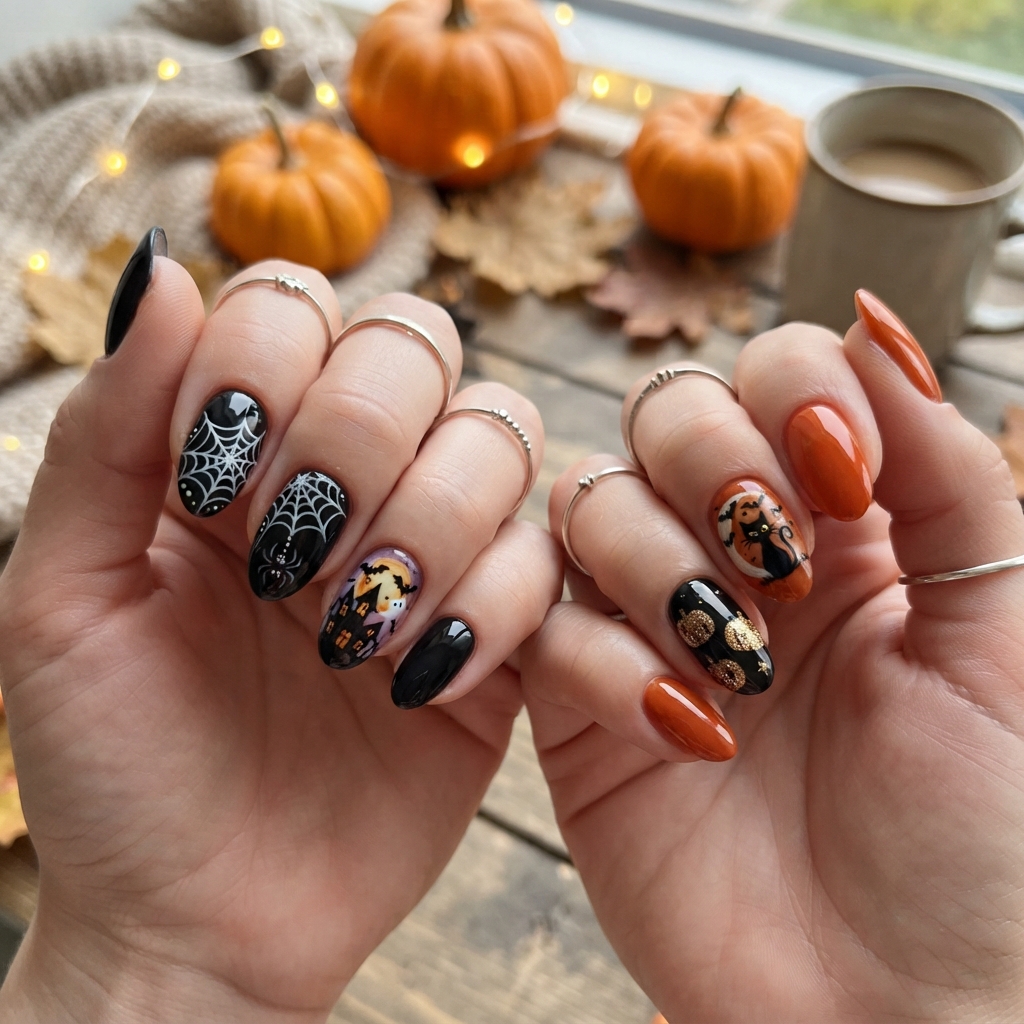 30 Cute Halloween Nails Ideas: Spooky, Fun & Adorable Nail Designs 27 Halloween Accent Nail Ideas