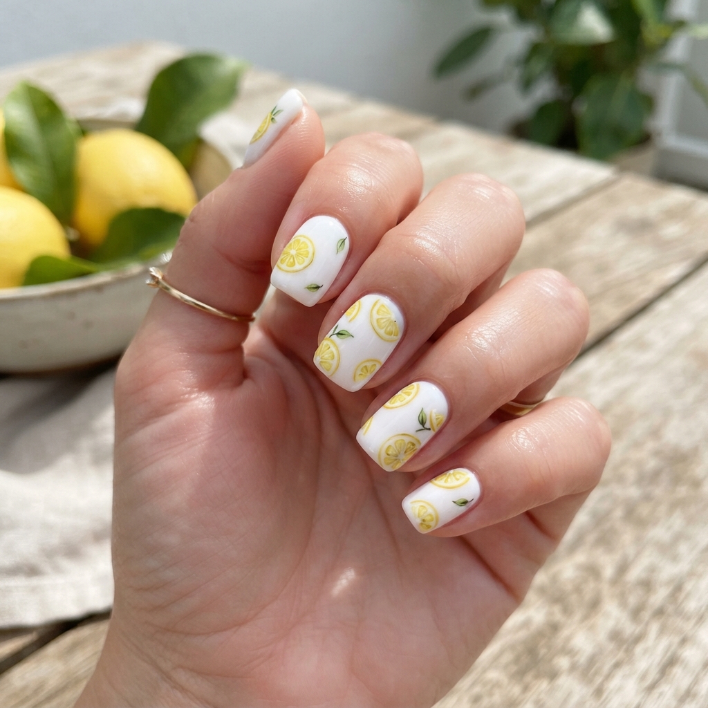 June Nails Ideas: 30 Fresh Looks to Try This Summer 12 Lemon Print Nail Ideas