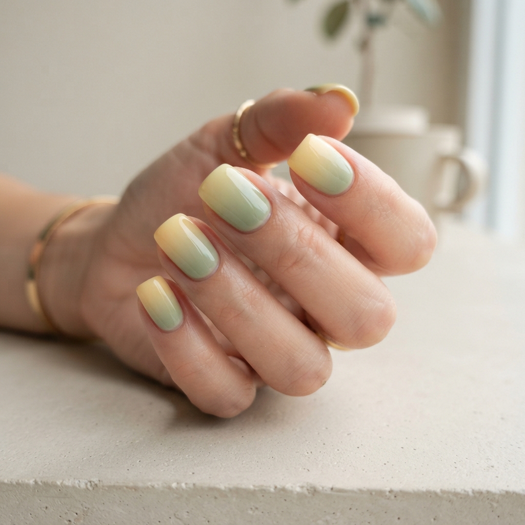 30 Matcha Nails Ideas That Bring Out Your Creative Side 16 Gradient Matcha Nails Ideas