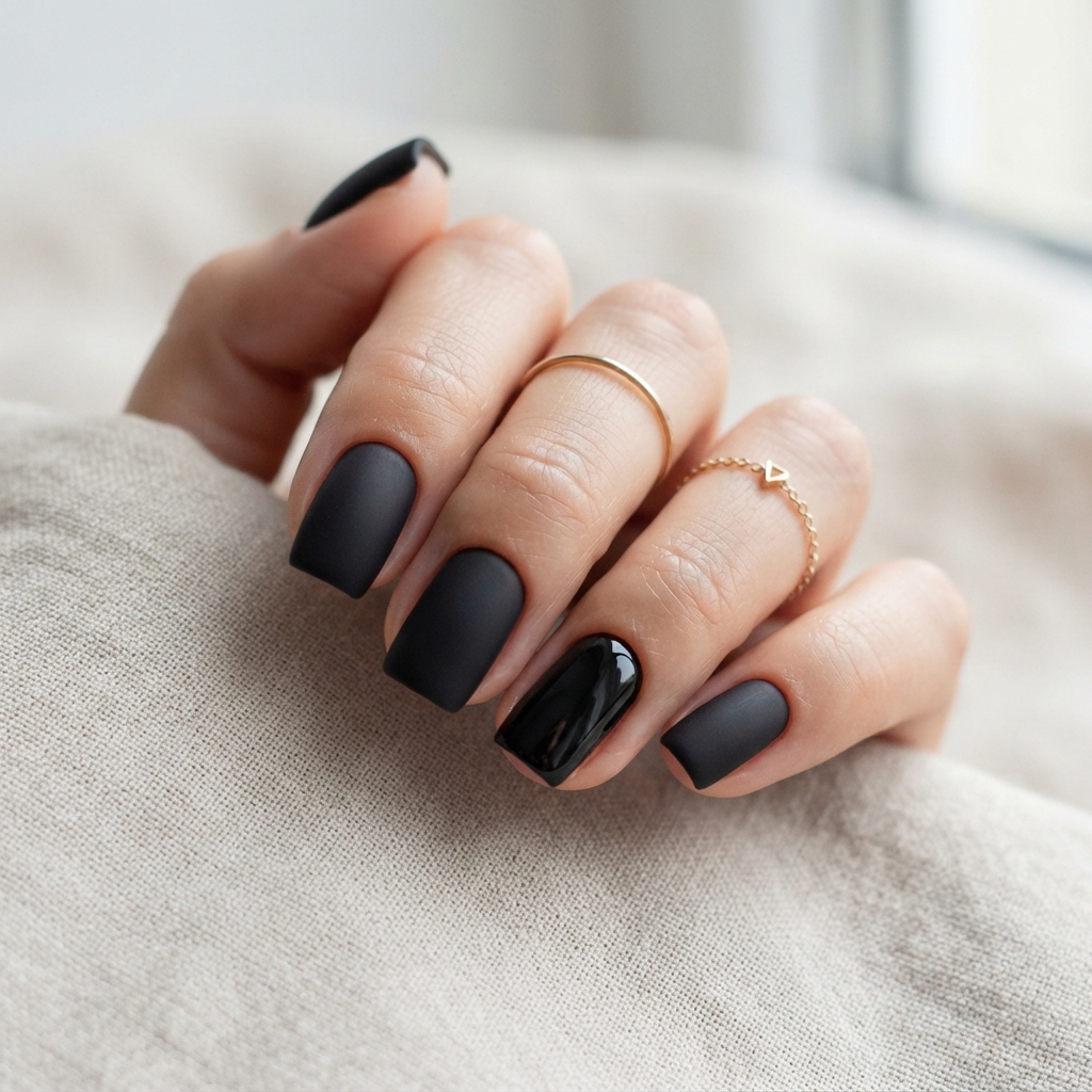 30 Simple Halloween Nails Ideas: Cute & Easy Spooky Nail Designs 9 Matte Black Simple Halloween Nails