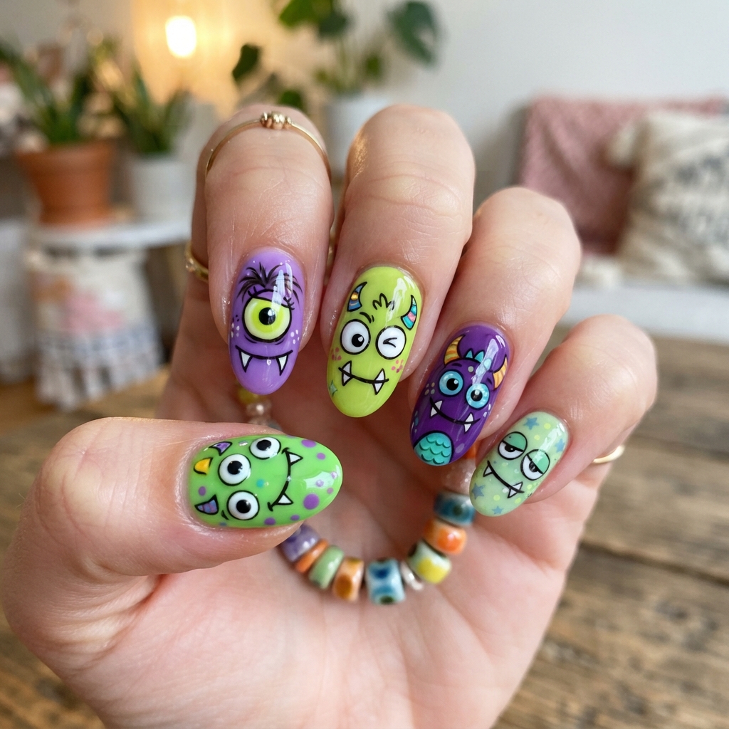 30 Cute Halloween Nails Ideas: Spooky, Fun & Adorable Nail Designs 16 Cute Monster Nail Ideas