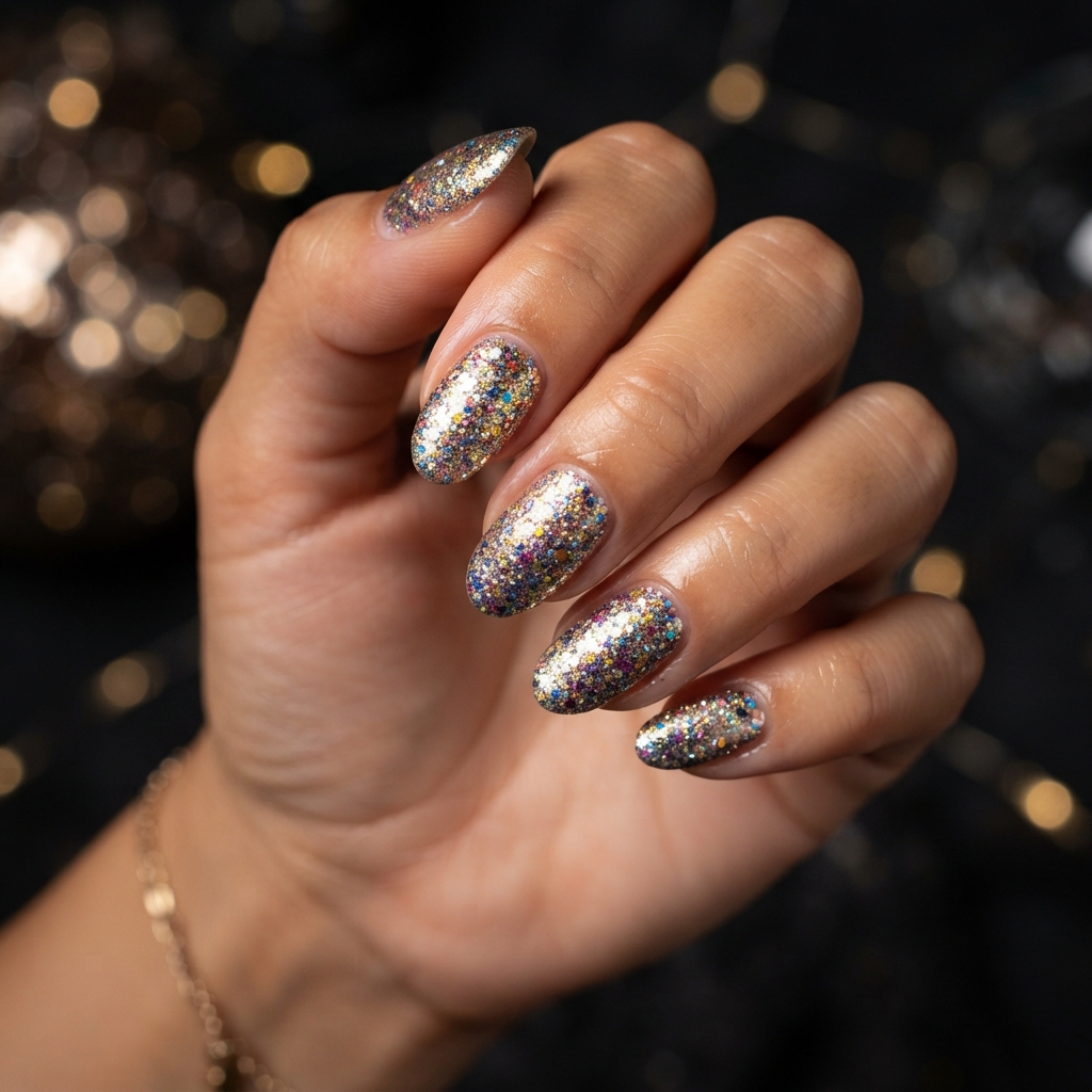 Best 30 Colorful Summer Nails Ideas for Every Vacation Vibe 28 Multicolor Glitter Nail Ideas