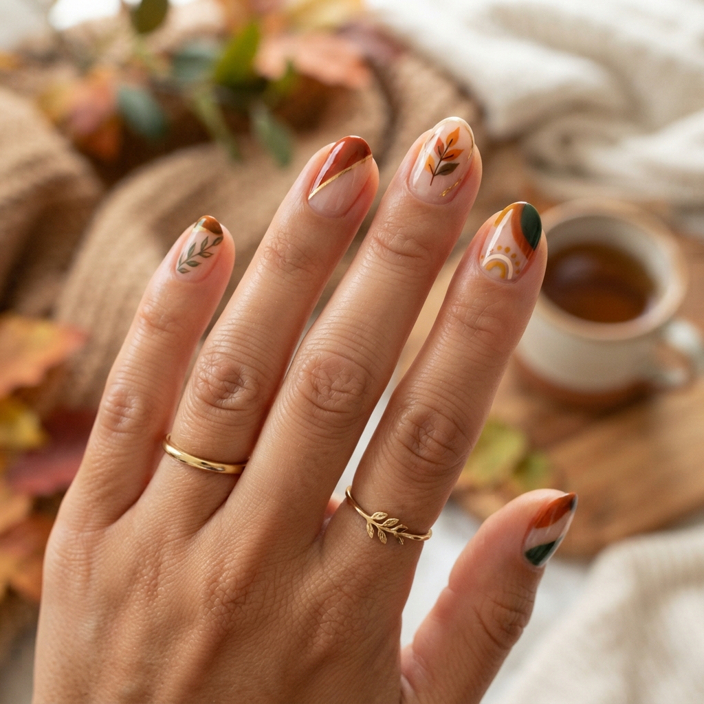 Best 30 Short Fall Nails Ideas for every mood and season 28 Short Negative Space Fall Nails Ideas