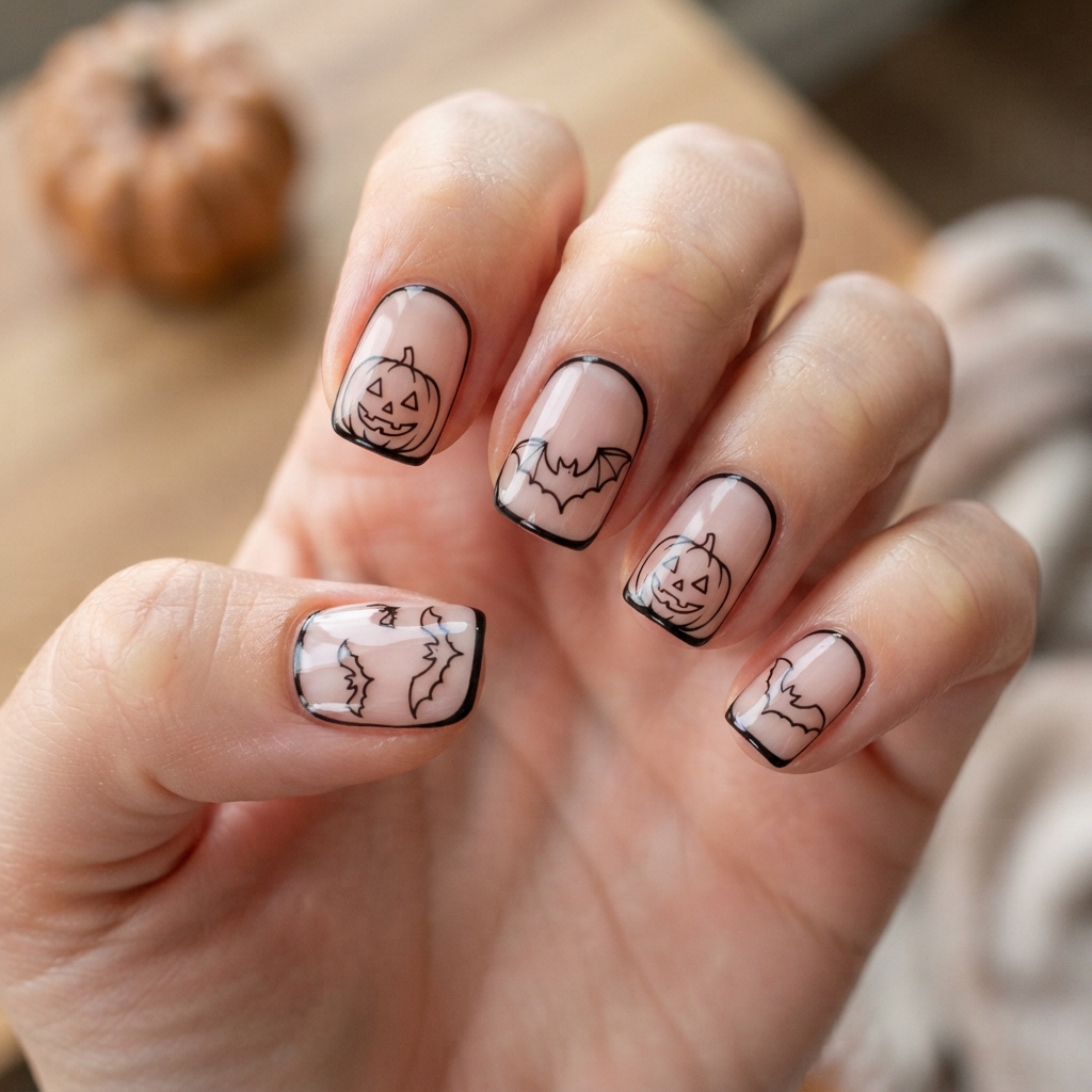 30 Simple Halloween Nails Ideas: Cute & Easy Spooky Nail Designs 17 Negative Space Halloween Nail Ideas