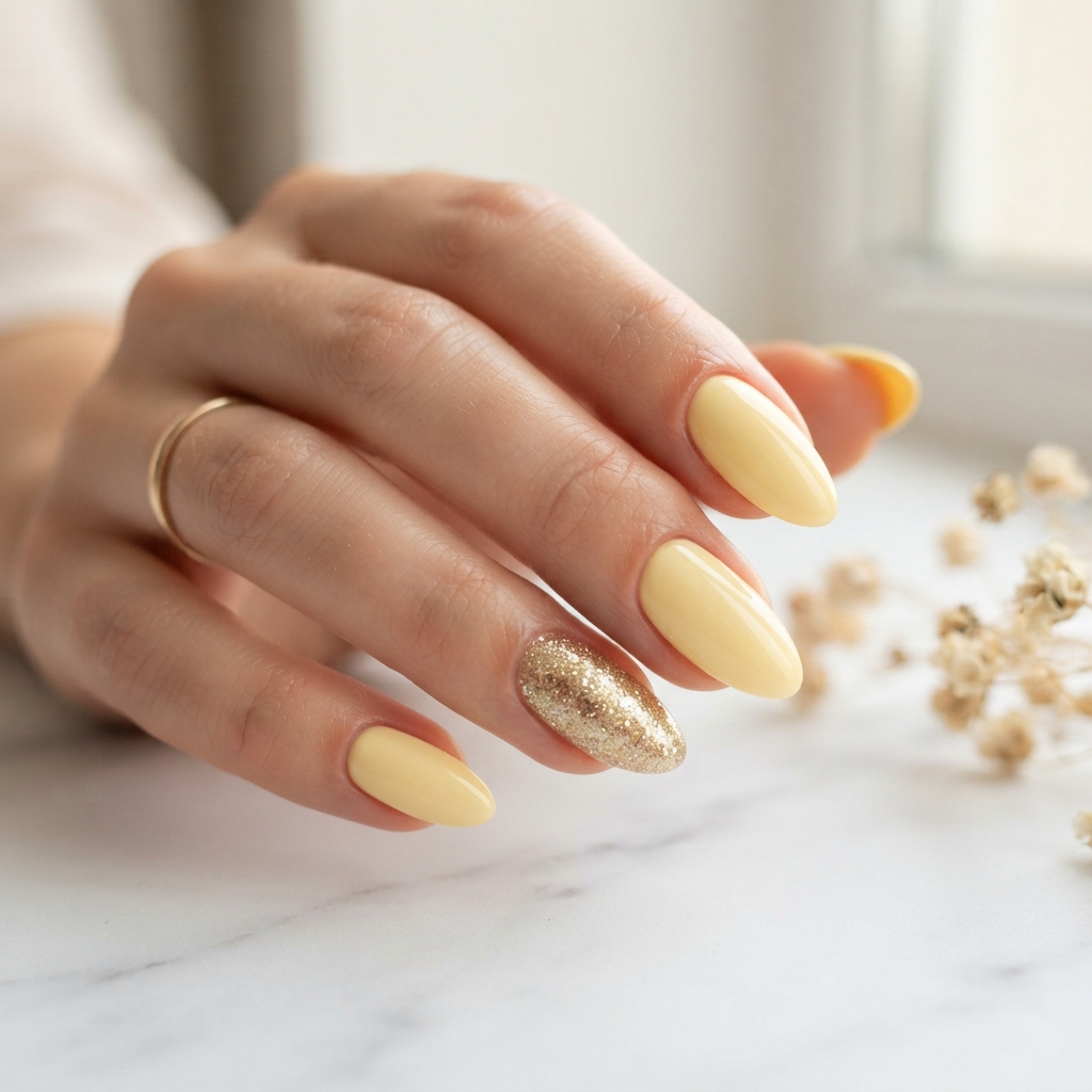 Pastel Yellow Glitter Accent Ideas