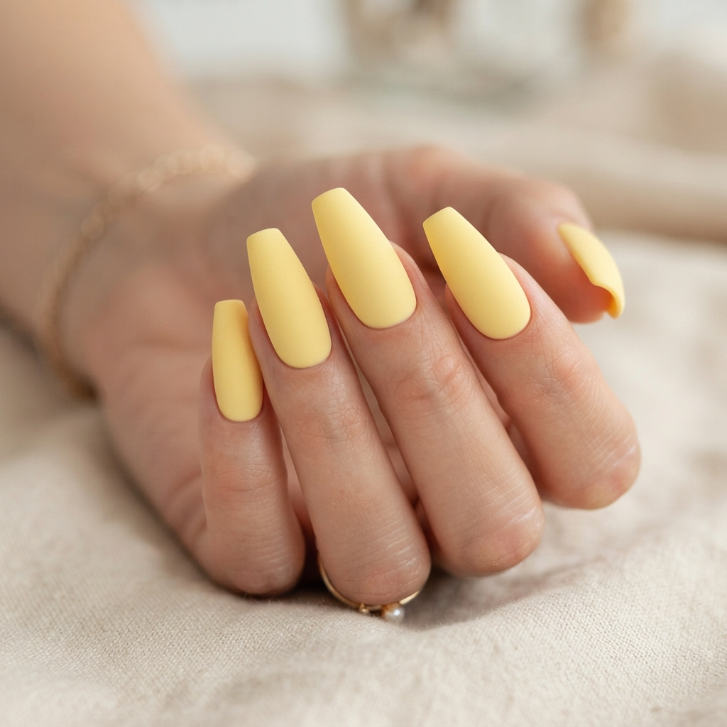 Pastel Yellow Matte Nail Ideas