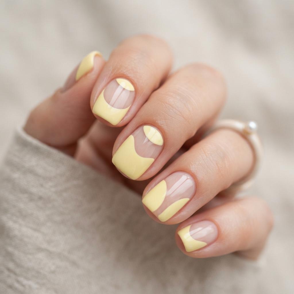 Pastel Yellow Negative Space Nail Ideas