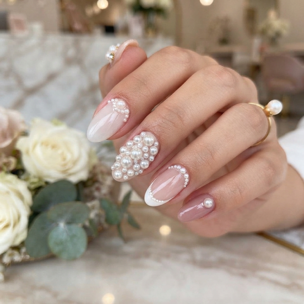 Cute Acrylic Nails Ideas: 30 Creative Looks to Inspire Your Next Manicure 29 Pearl Accent Nail Ideas