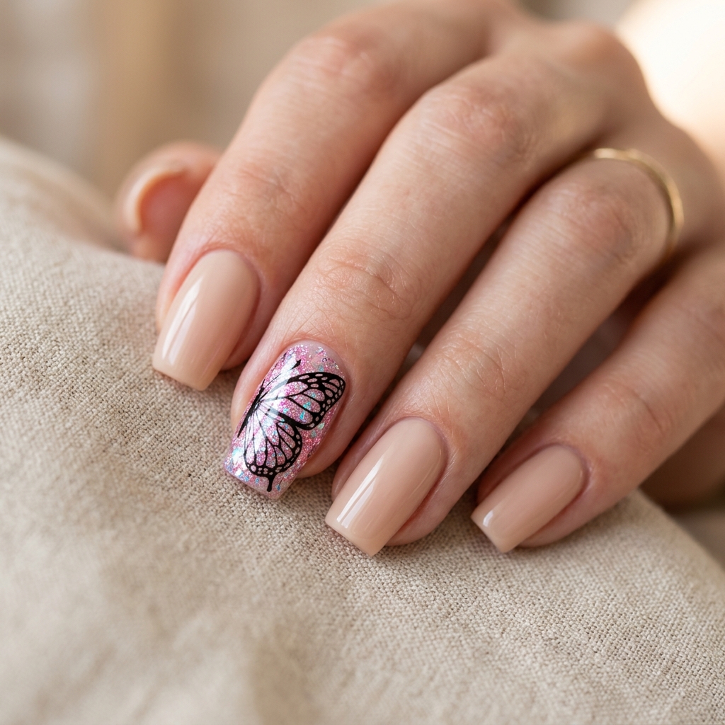 Pink Butterfly Nail Ideas
