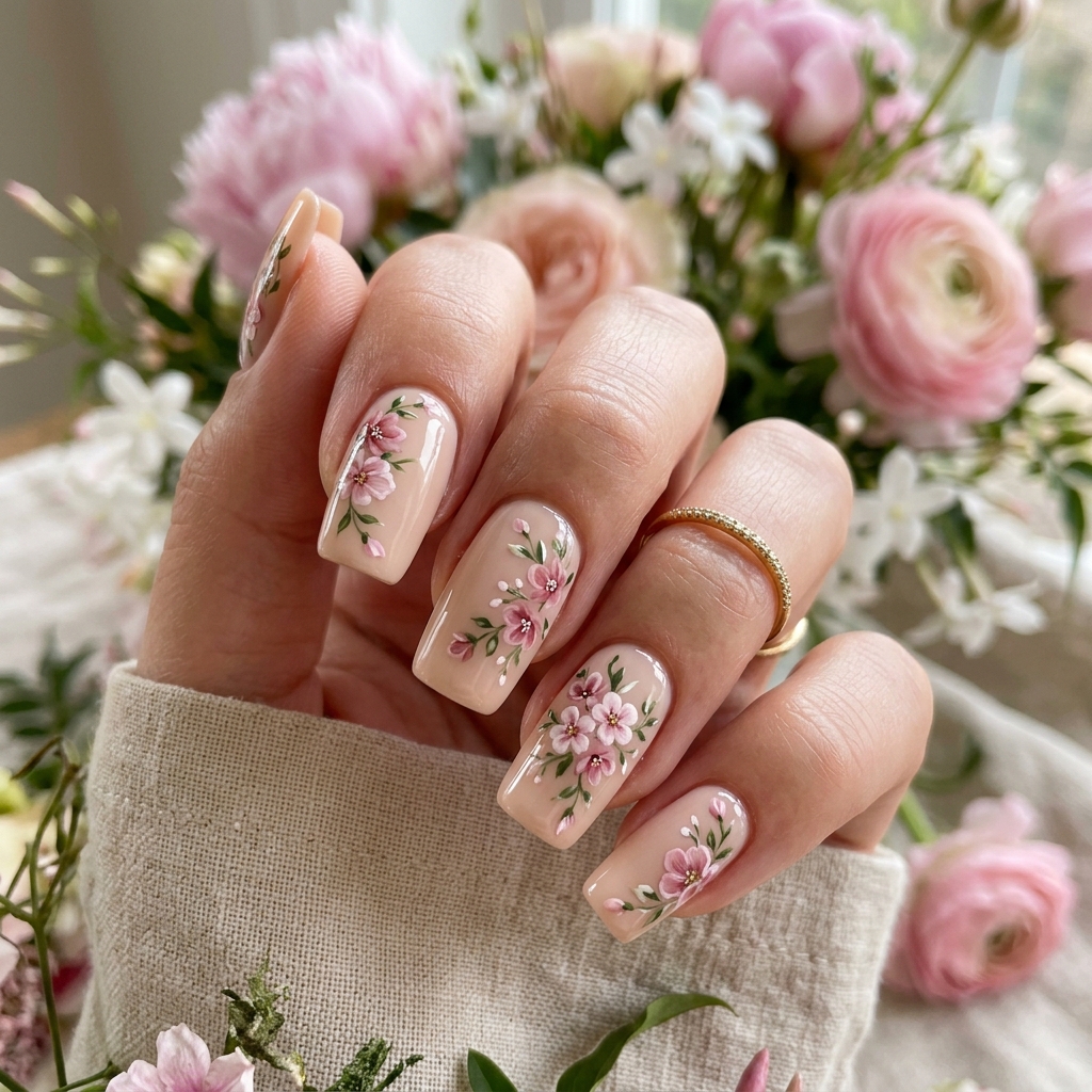 Pink Flower Nail Ideas