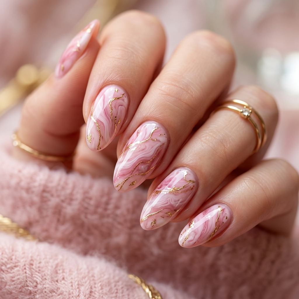 Pink Marble Nail Ideas