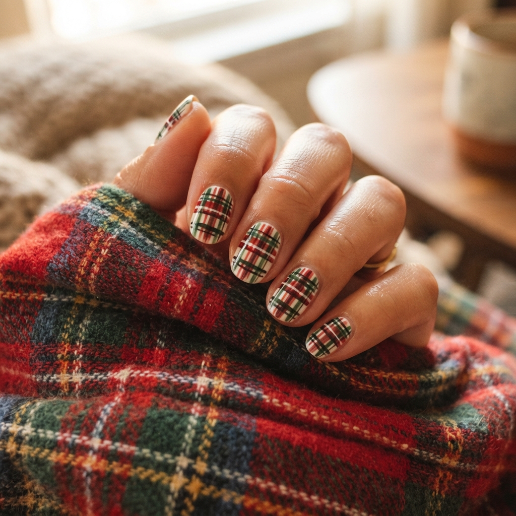 Best 30 Short Fall Nails Ideas for every mood and season 6 Plaid Pattern Nails Ideas