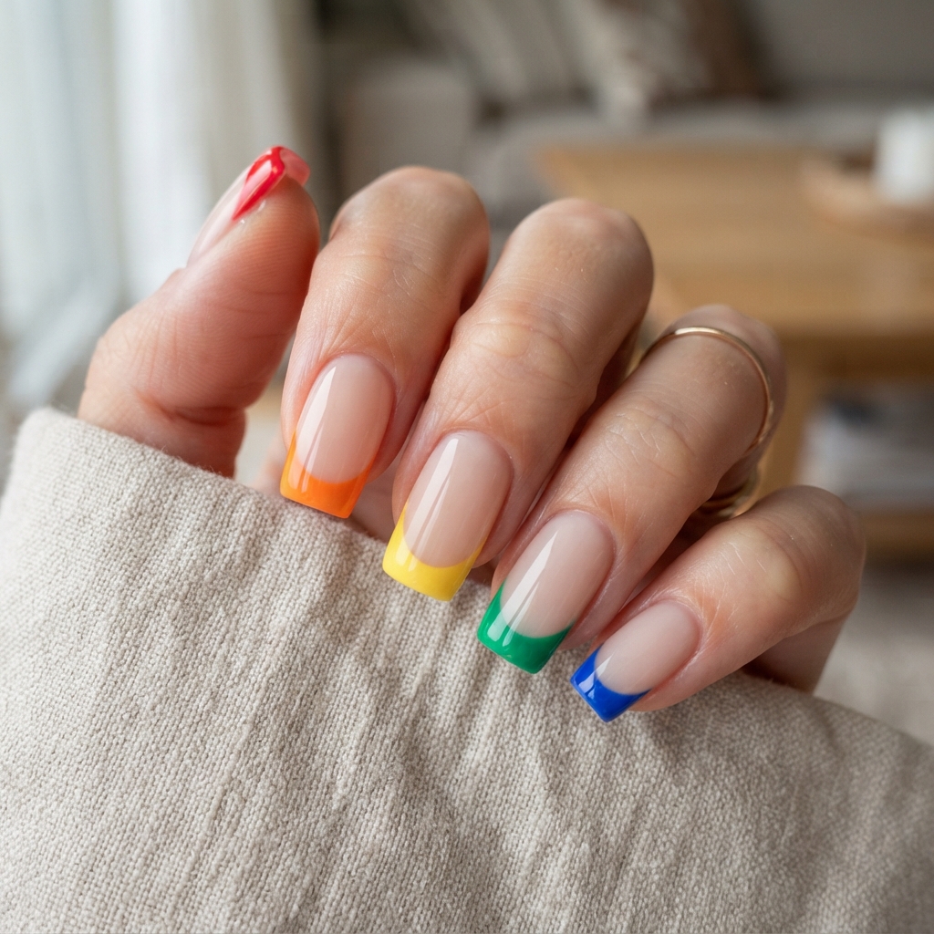 Best 30 Colorful Summer Nails Ideas for Every Vacation Vibe 3 Rainbow French Tip Ideas