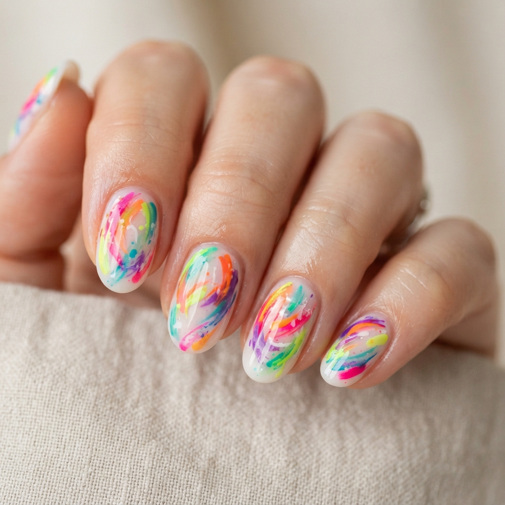 Best 30 Colorful Summer Nails Ideas for Every Vacation Vibe 31 Rainbow Abstract Nail Ideas