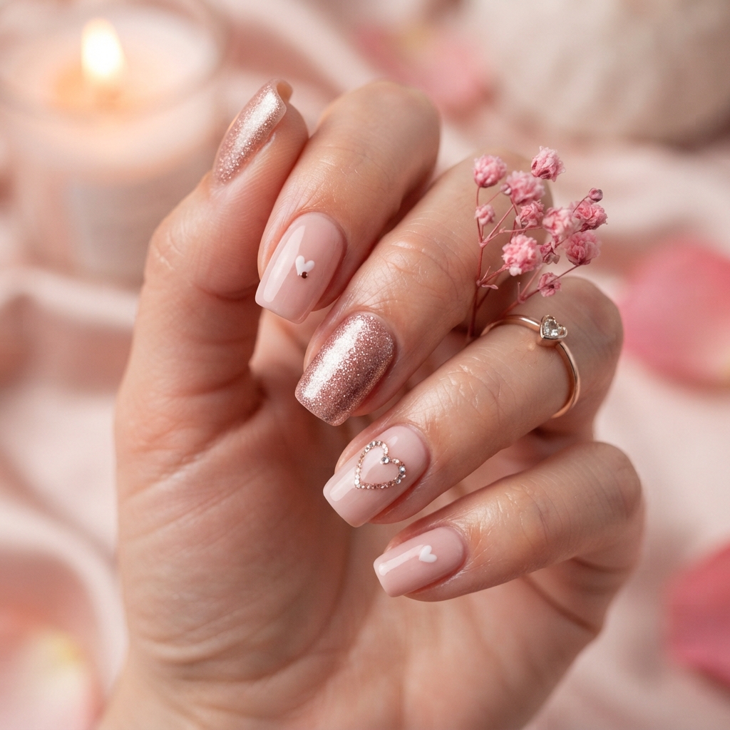 30 Rose Gold Nails Ideas: Creative Looks to Inspire Your Next Manicure 22 Rose Gold Valentine's Day Nails Ideas