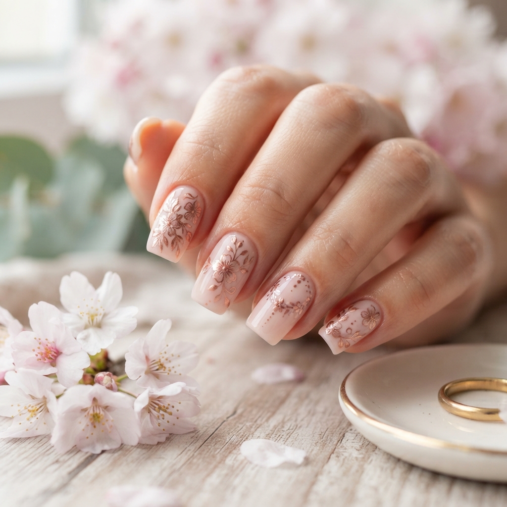 30 Rose Gold Nails Ideas: Creative Looks to Inspire Your Next Manicure 15 Rose Gold Floral Nails Ideas