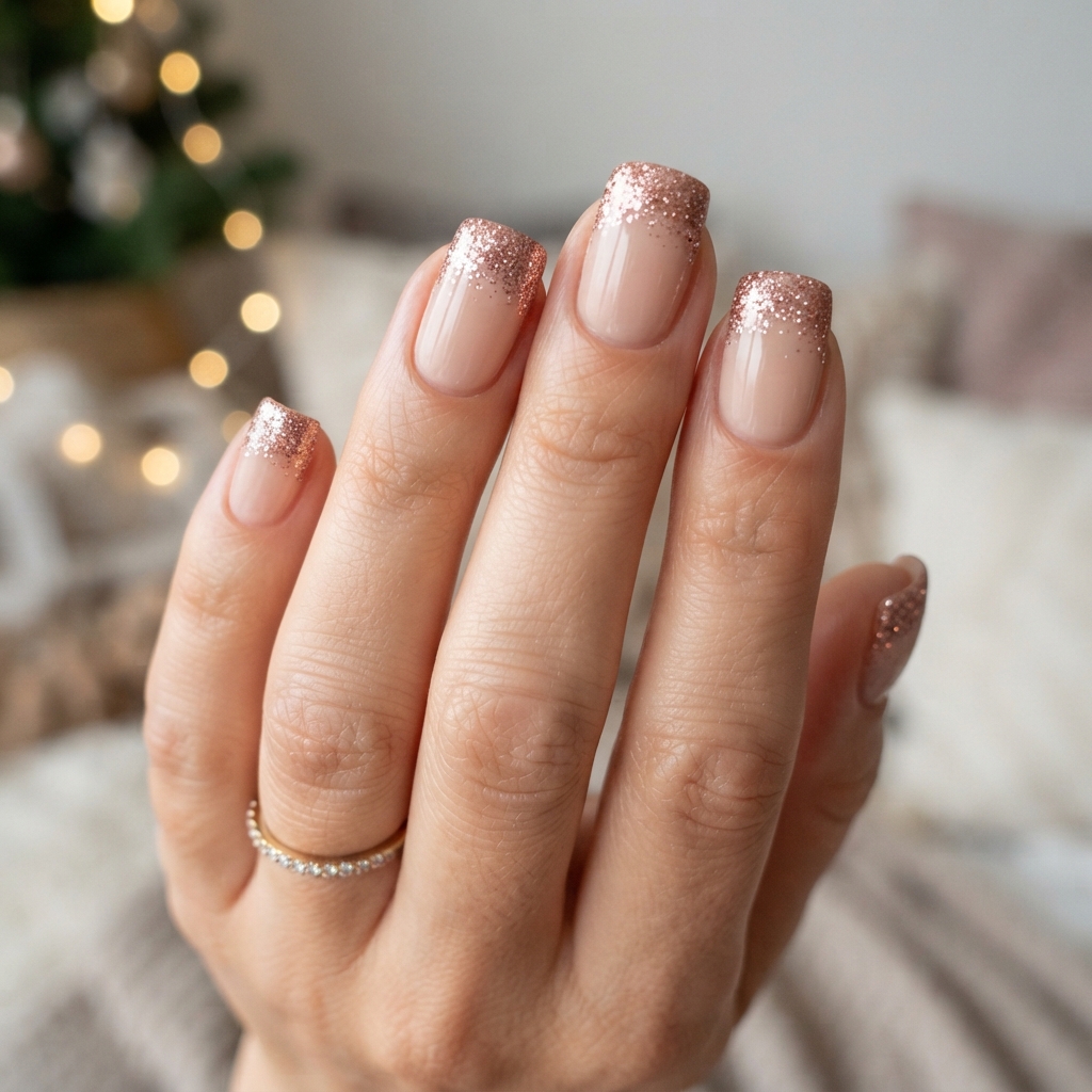 30 Rose Gold Nails Ideas: Creative Looks to Inspire Your Next Manicure 28 Rose Gold Sparkle Tip Nails Ideas