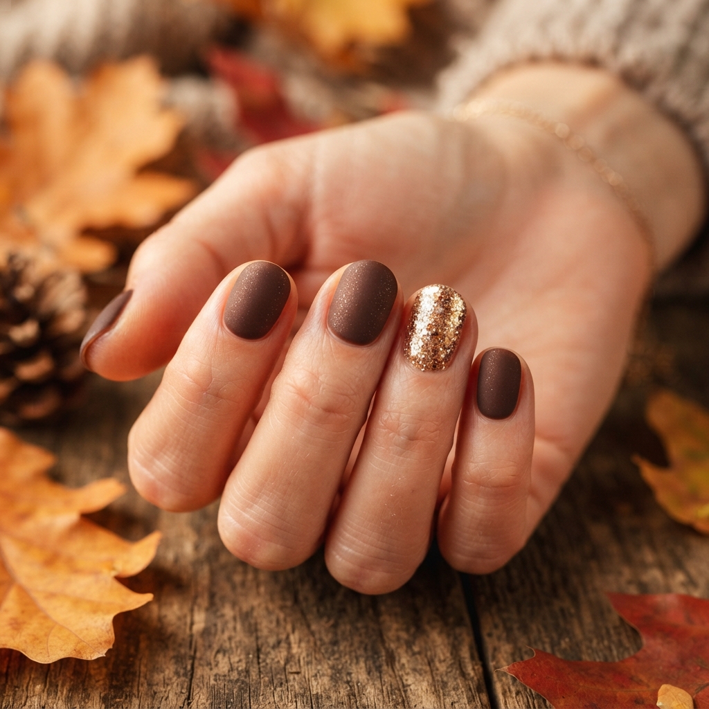 Best 30 Short Fall Nails Ideas for every mood and season 31 Short Glitter Fall Nails Ideas