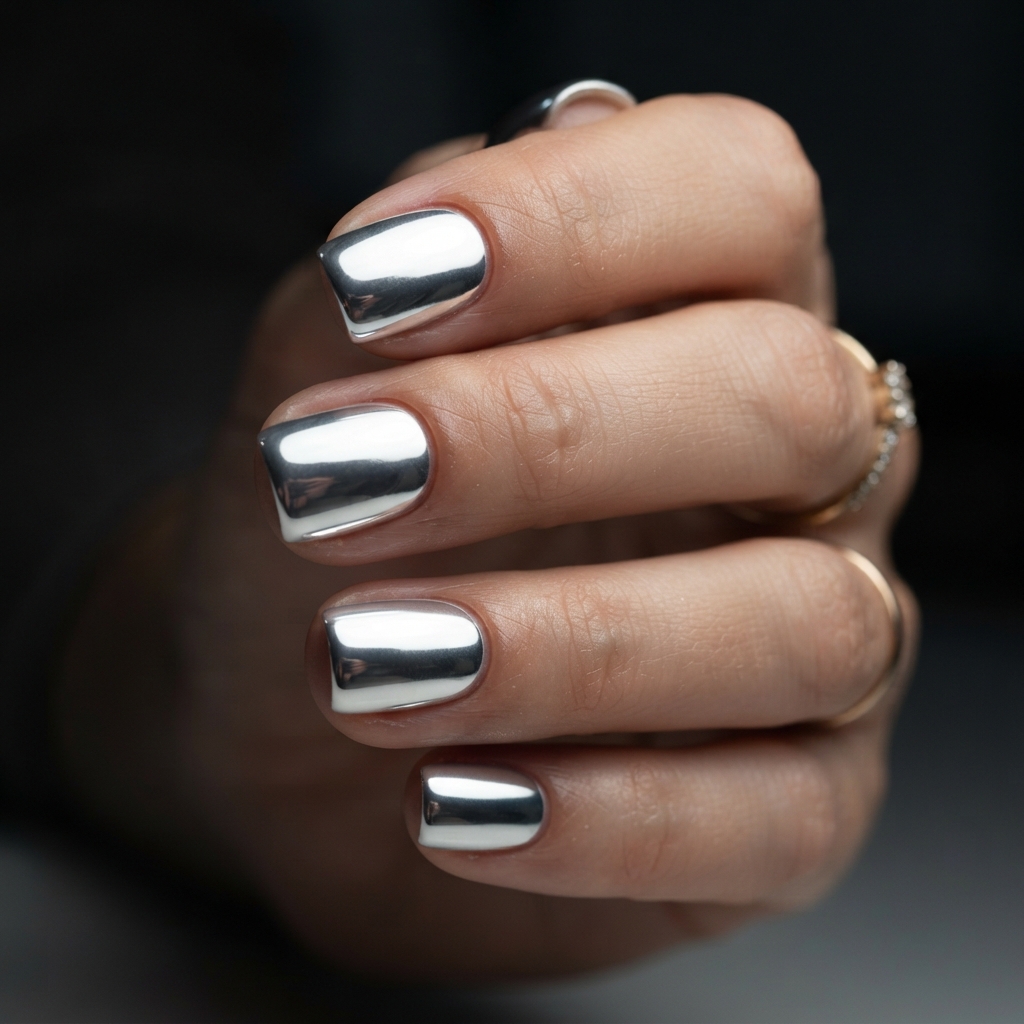 30 Short White Nails Ideas to Try This Season 6 White Chrome Nail Ideas
