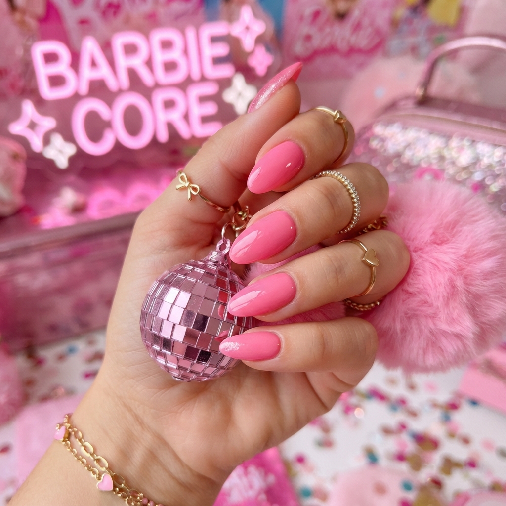 Best 30 Bright Pink Nails Ideas for Every Season and Style 8 Barbie Pink Nail Ideas