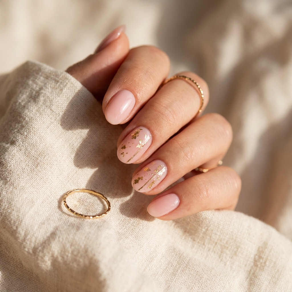 30 Short oval nails ideas: Creative Designs to Inspire Your Next Manicure 23 Blush and Gold Short Oval Nails Ideas