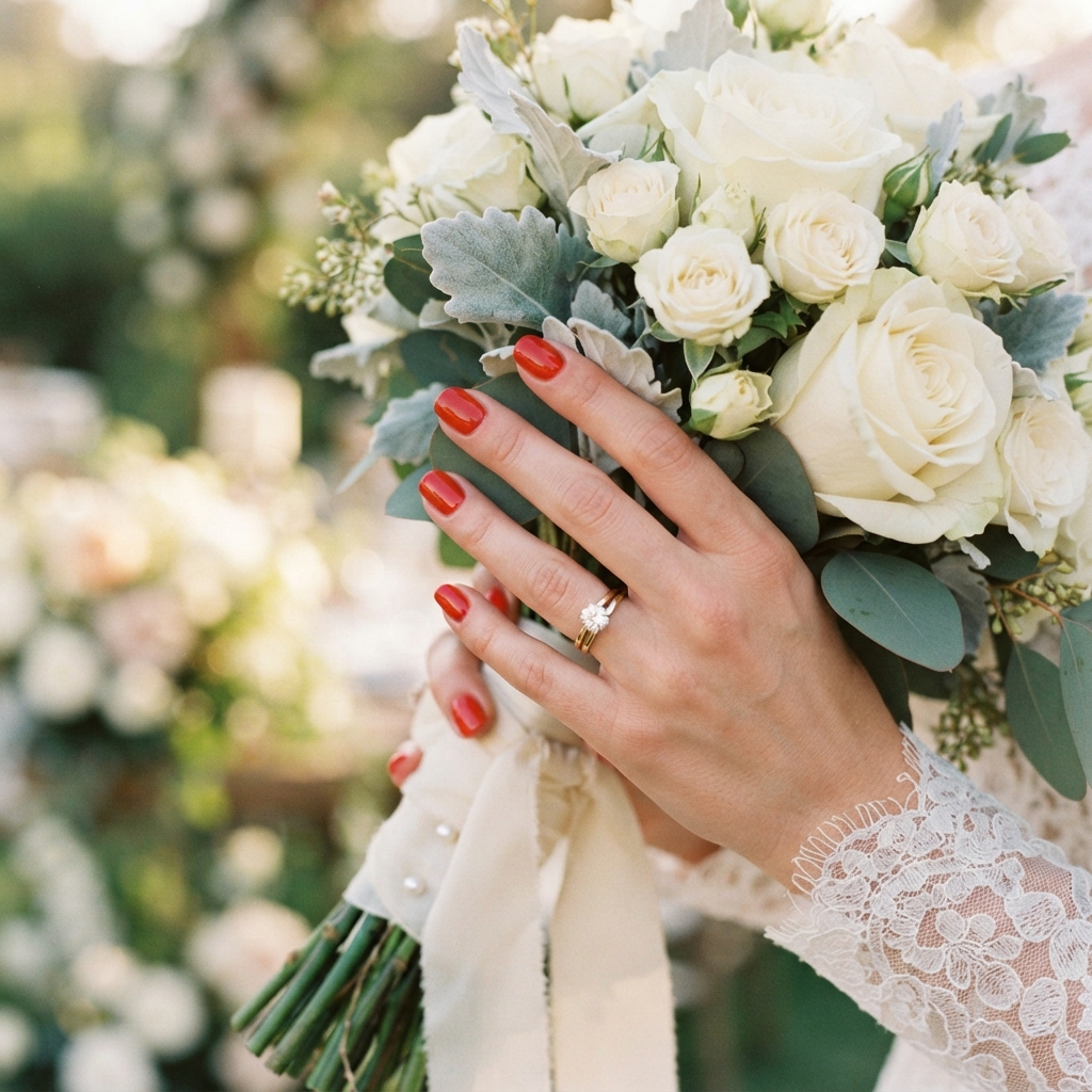 Bright Red Wedding Nails Ideas
