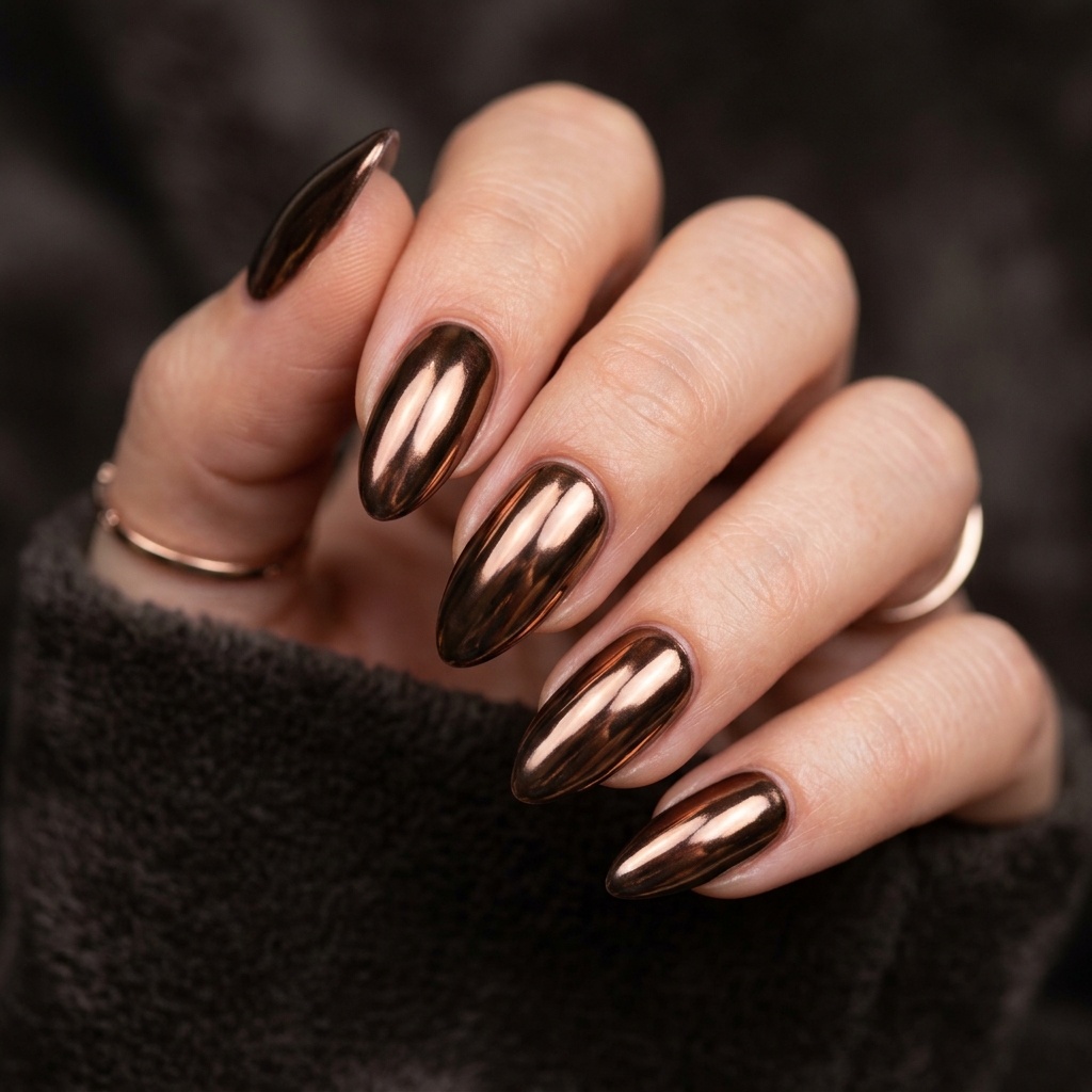 Brown Chrome Nail Ideas