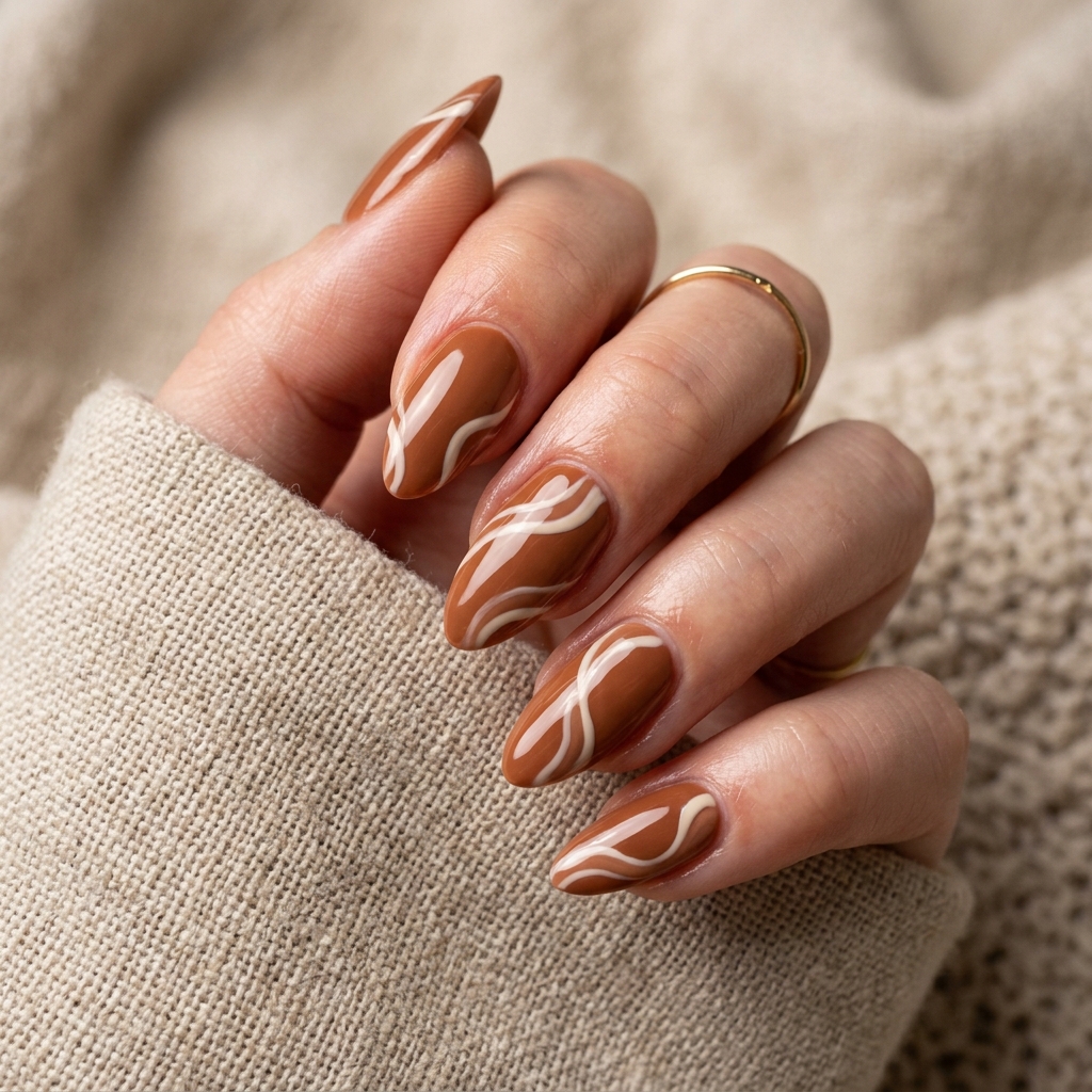 Cinnamon Swirl Nail Art Ideas