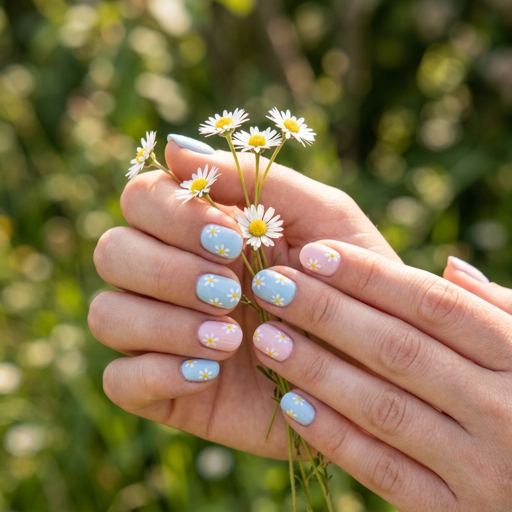 August Nails Ideas: 30 Fresh Looks to Inspire Your Next Manicure 21 Daisy August Nails Ideas
