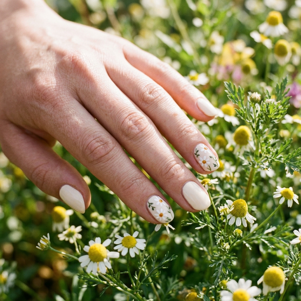 30 Short oval nails ideas: Creative Designs to Inspire Your Next Manicure 10 Floral Accent Short Oval Nail Ideas